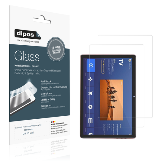 Klare Displayschutzfolie von dipos passend für Dmoao D3 10 Zoll, 9H kratzfest und blasenfrei montiert