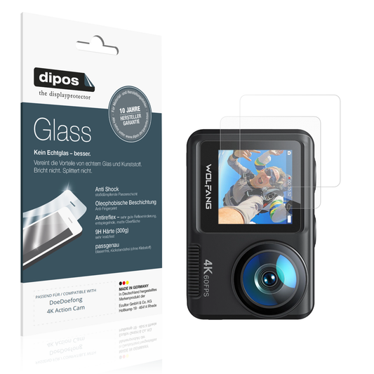 Matte Displayschutzfolie von dipos passend für DoeDoefong 4K Action Cam, 9H kratzfest und blasenfrei montiert