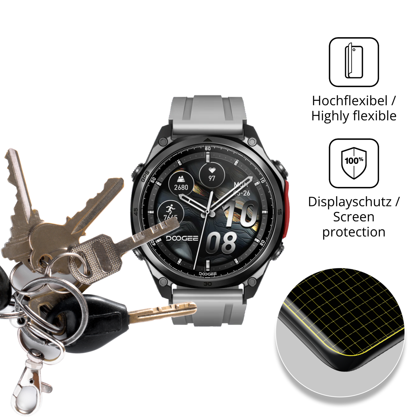 dipos Displayschutz für Doogee Anywise W1, transparente Oberfläche, geringe Dicke und perfekte Passform