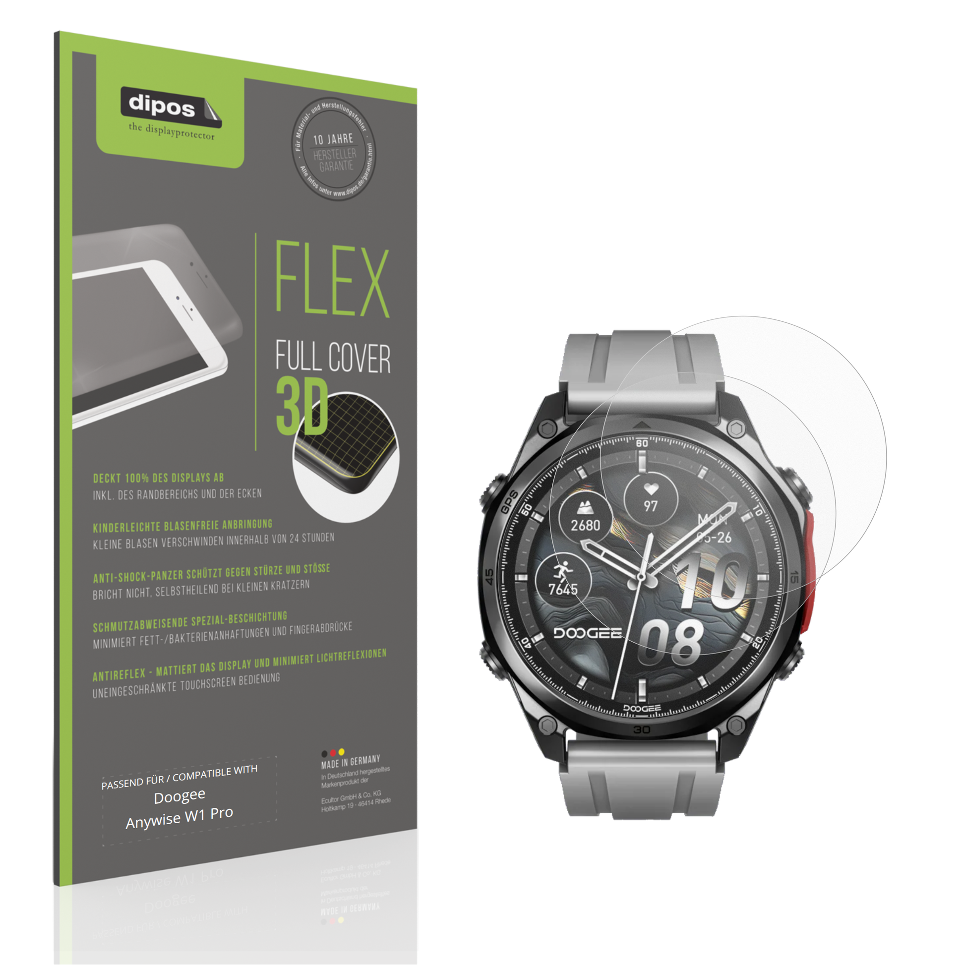 Matte Displayschutzfolie von dipos passend für Doogee Anywise W1 Pro, 100% Displayabdeckung und blasenfreie Montage