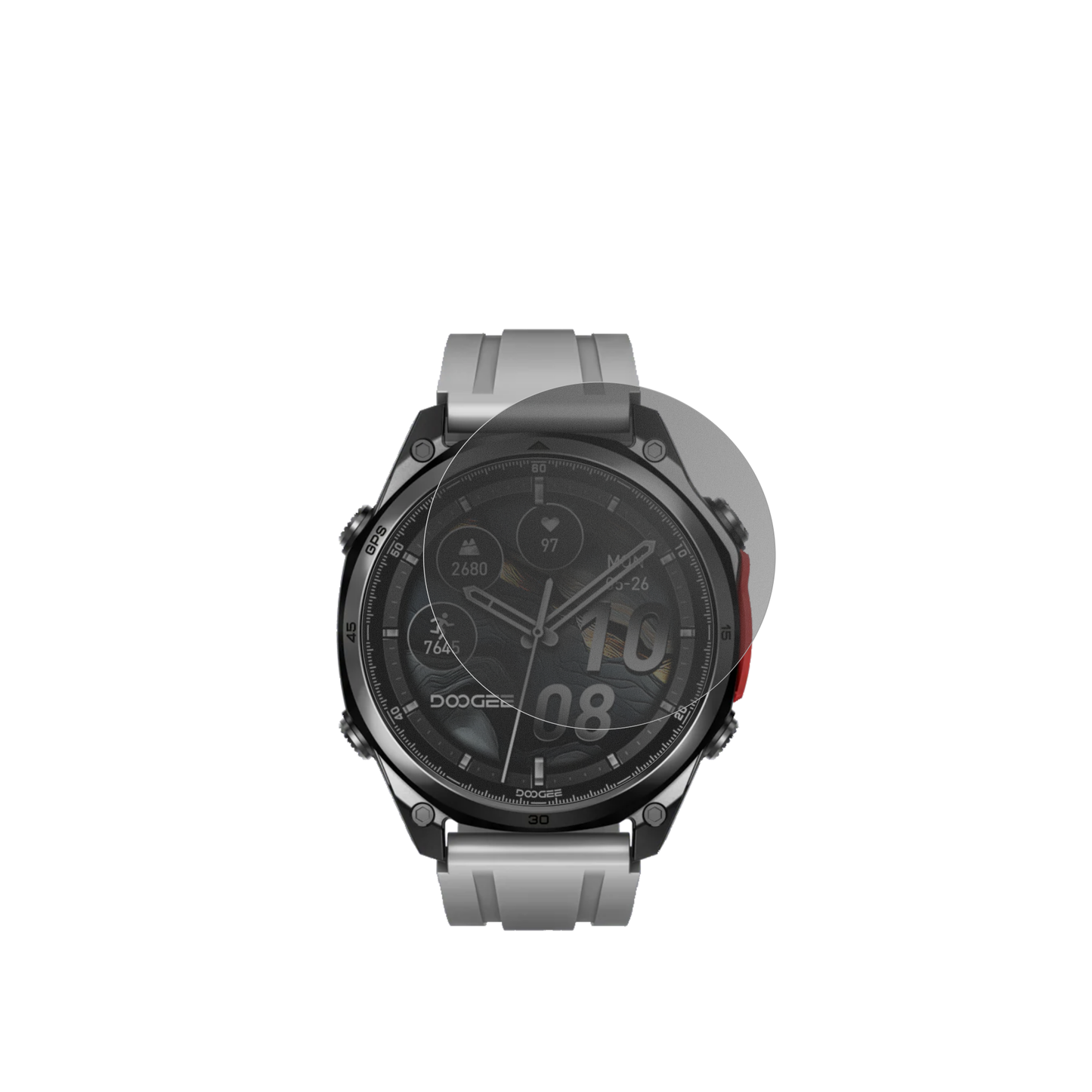 DoogeeAnywise W1 mit aufgebrachter dipos Flex Schutzfolie, die seitliche Einblicke blockiert