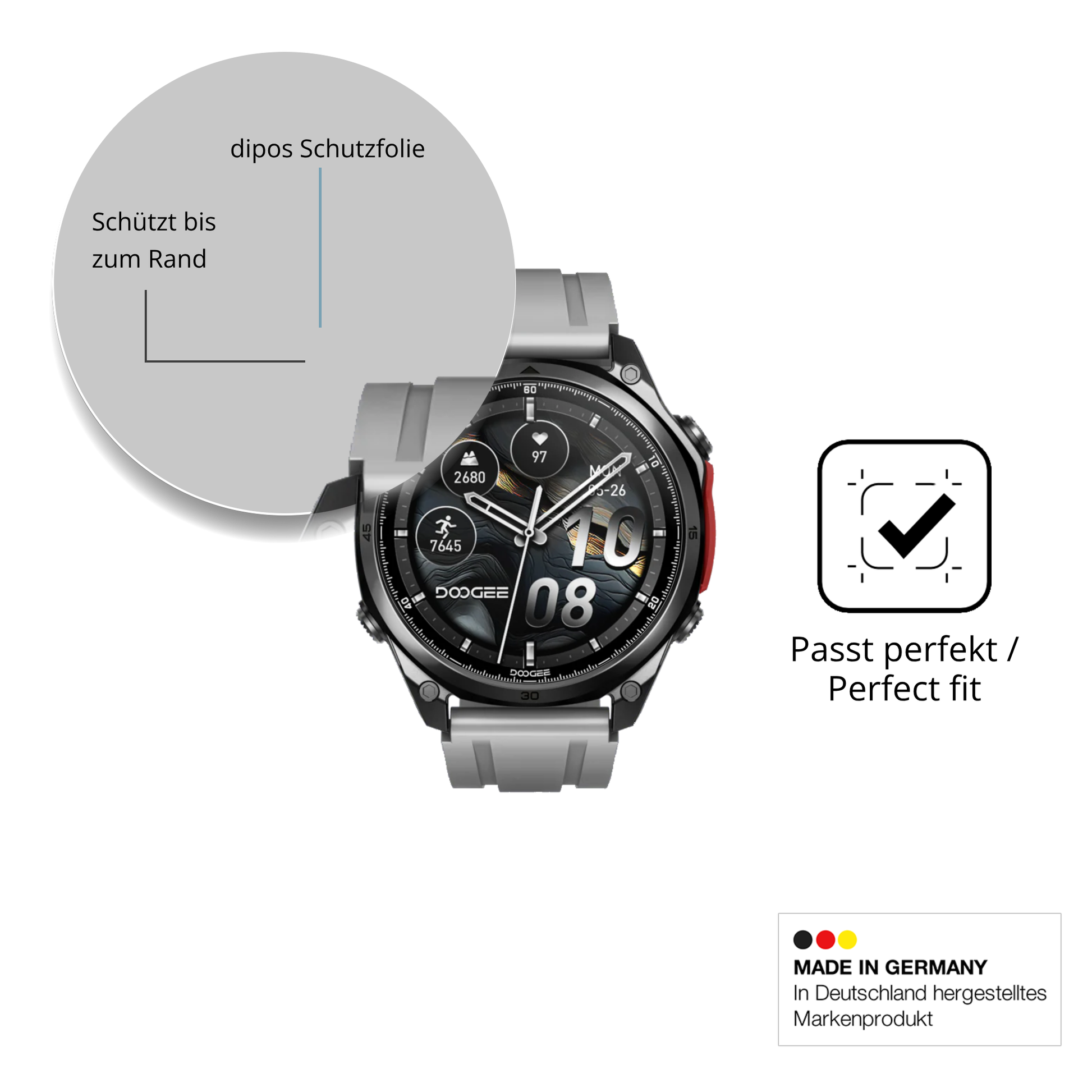 Schutzfolie mit optimaler Passform, zur Verwendung mit Hüllen geeignet