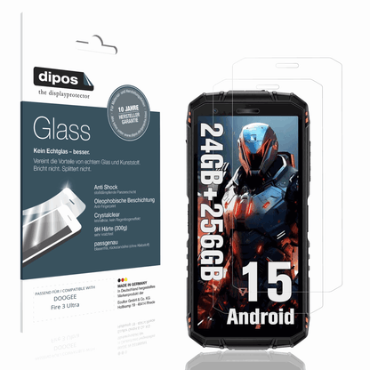Klare Displayschutzfolie von dipos passend für DOOGEE Fire 3 Ultra, 9H kratzfest und blasenfrei montiert
