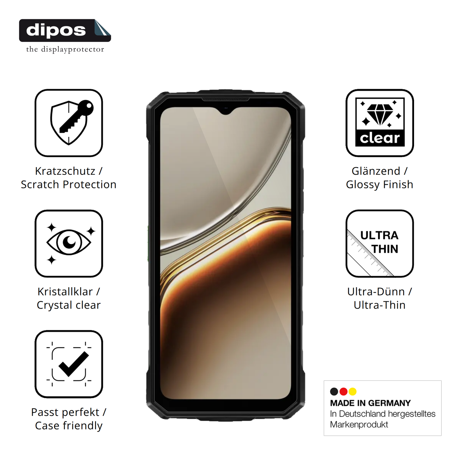 Displayschutz hergestellt in Deutschland, höchste Qualität made in Germany