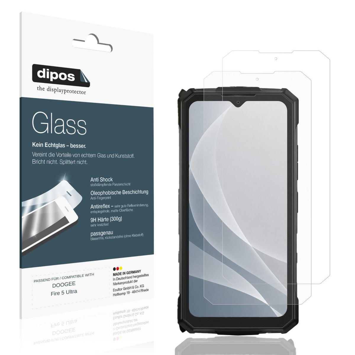 Matte Displayschutzfolie von dipos passend für DOOGEE Fire 5 Ultra, 9H kratzfest und blasenfrei montiert