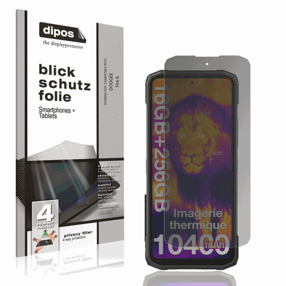 Blickschutzfolie von dipos passend für DOOGEE Fire 6, präziser Zuschnitt und blasenfrei montiert