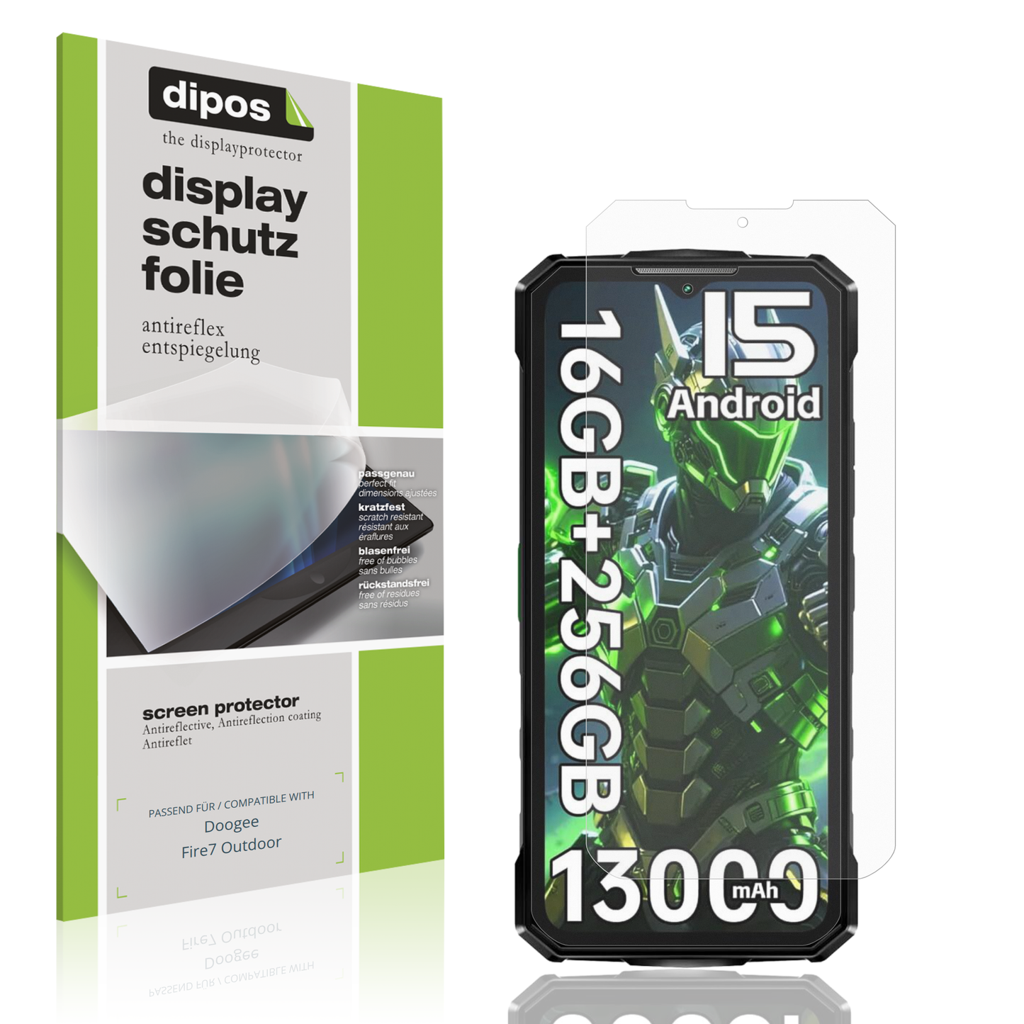 4x Schutzfolie matt für Doogee Fire7 Outdoor Display-Schutzfolie