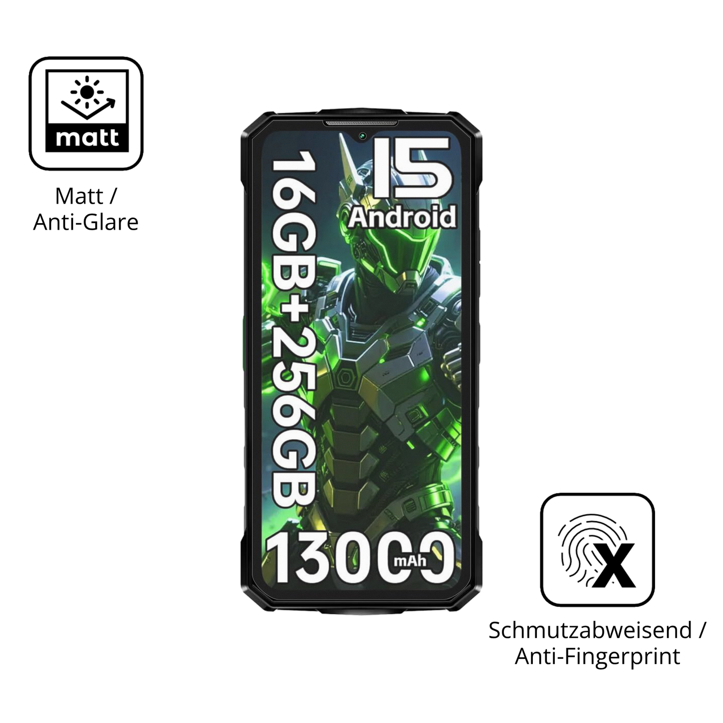 4x Schutzfolie matt für Doogee Fire7 Outdoor Display-Schutzfolie