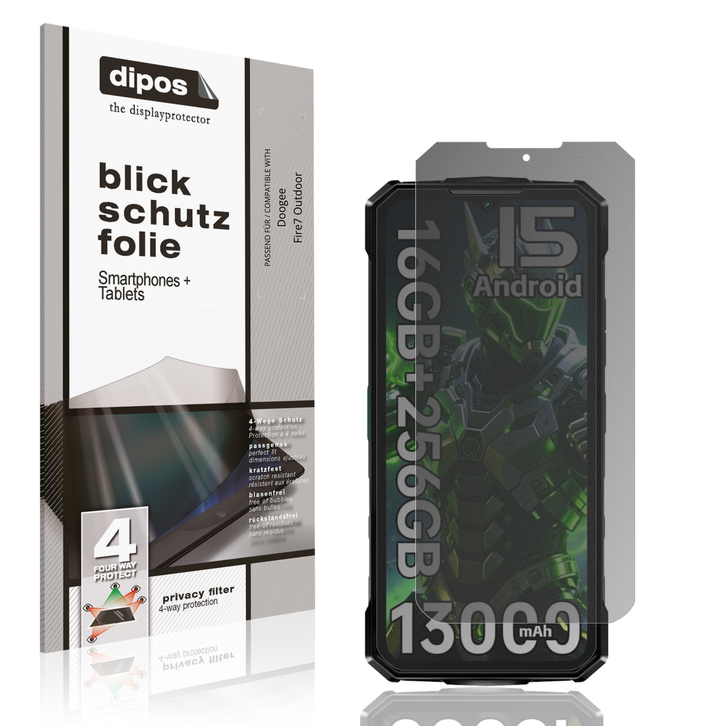 Blickschutzfolie für Doogee Fire7 Outdoor matt Schutzfolie Privacy