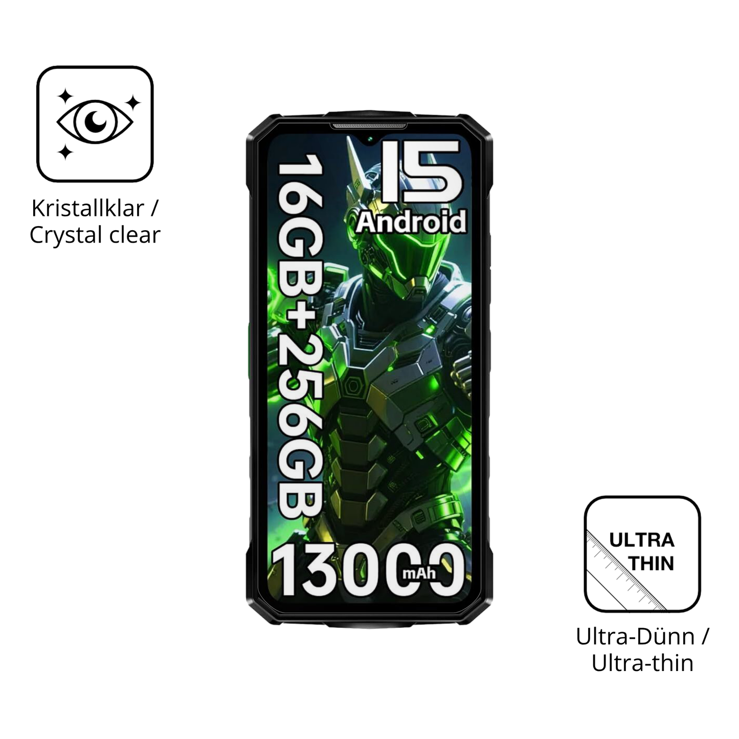 4x Schutzfolie klar für Doogee Fire7 Outdoor Display-Schutzfolie