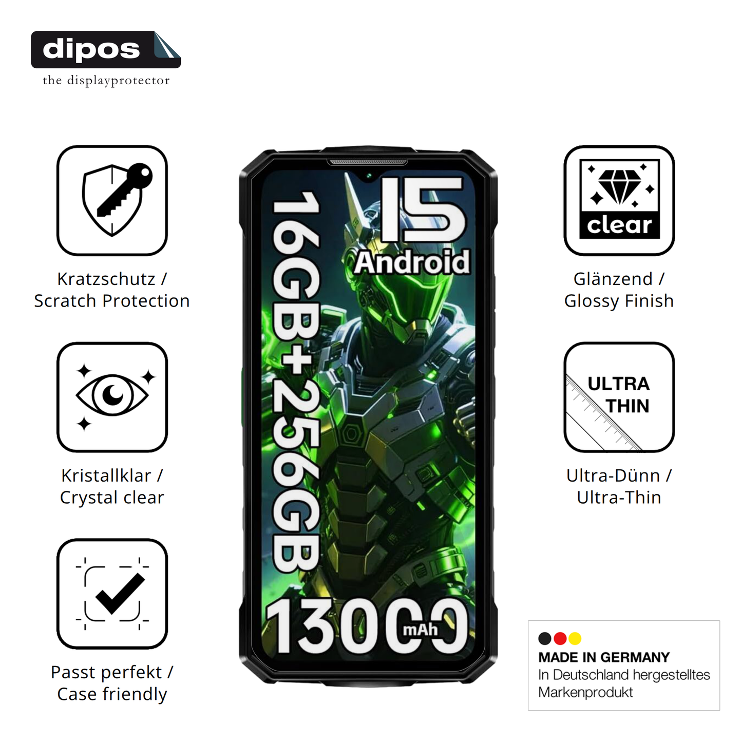 4x Schutzfolie klar für Doogee Fire7 Outdoor Display-Schutzfolie