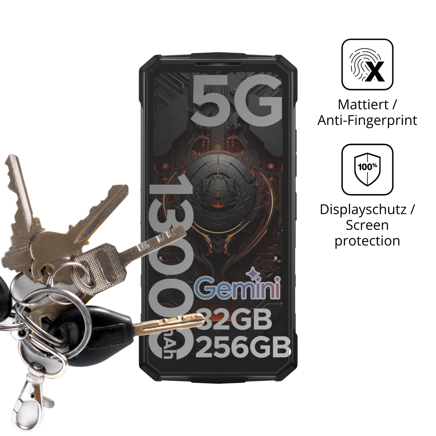 dipos Displayschutz für DOOGEE Fire 7 Pro, mattierte Oberfläche, Blickschutzfilter und perfekter Passform