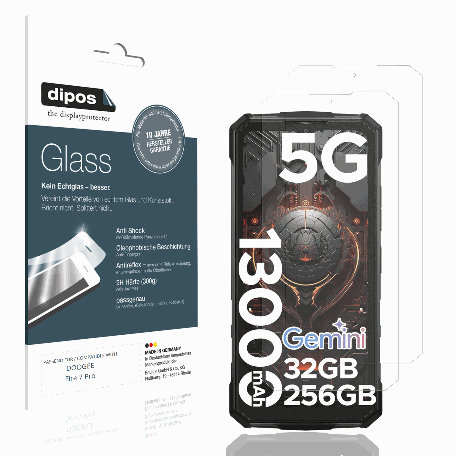 Matte Displayschutzfolie von dipos passend für DOOGEE Fire 7 Pro, 9H kratzfest und blasenfrei montiert