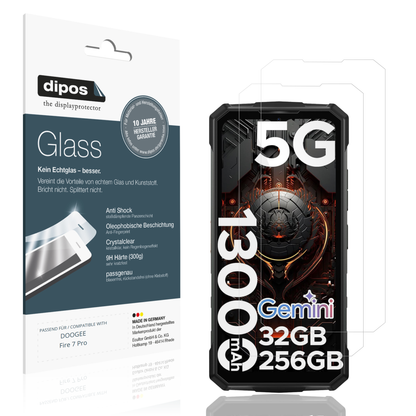 Klare Displayschutzfolie von dipos passend für DOOGEE Fire 7 Pro, 9H kratzfest und blasenfrei montiert