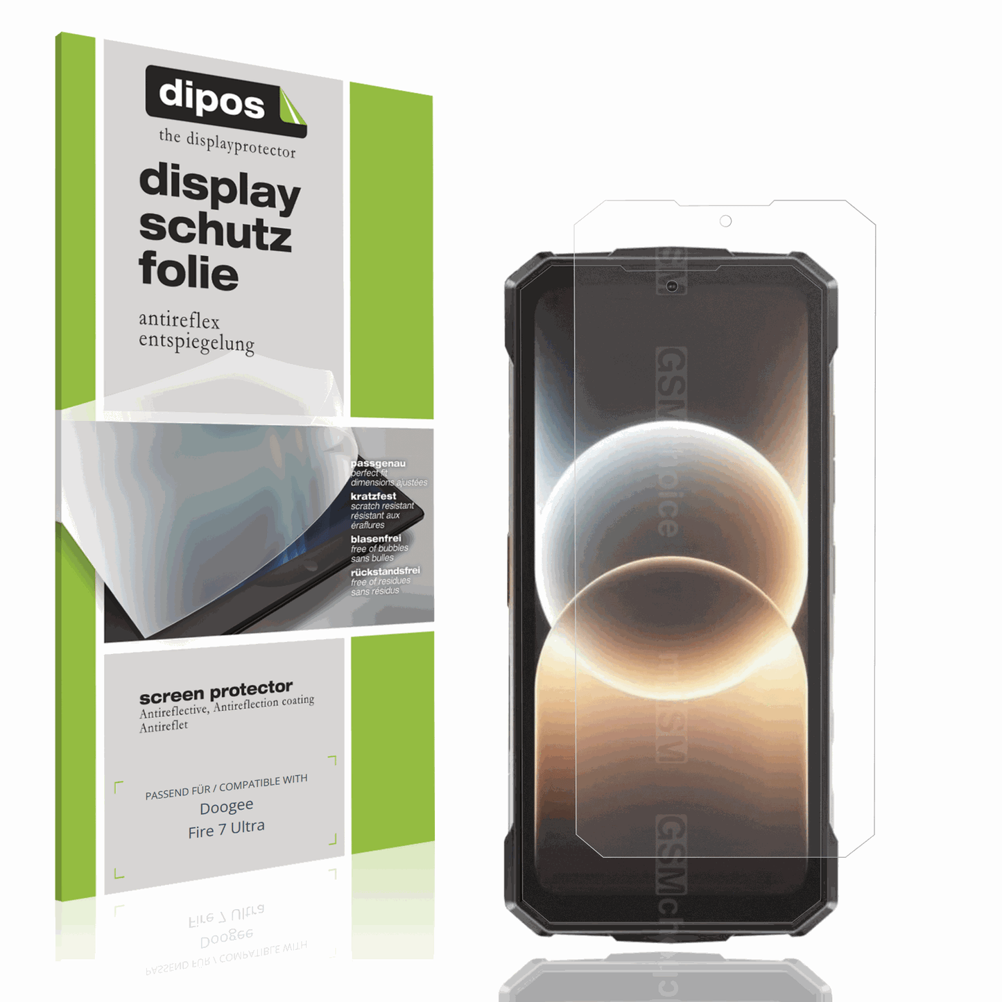 Matte Displayschutzfolie von dipos passend für Doogee Fire 7 Ultra, präziser Zuschnitt und blasenfrei montiert