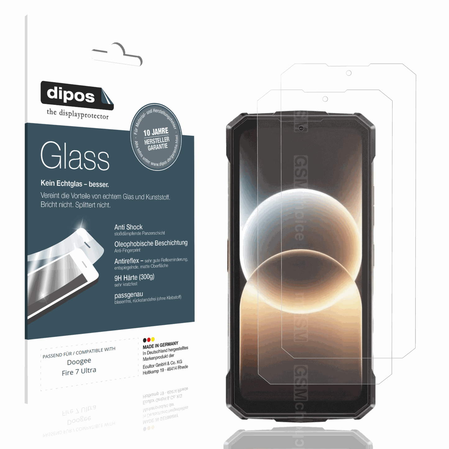 Matte Displayschutzfolie von dipos passend für Doogee Fire 7 Ultra, 9H kratzfest und blasenfrei montiert