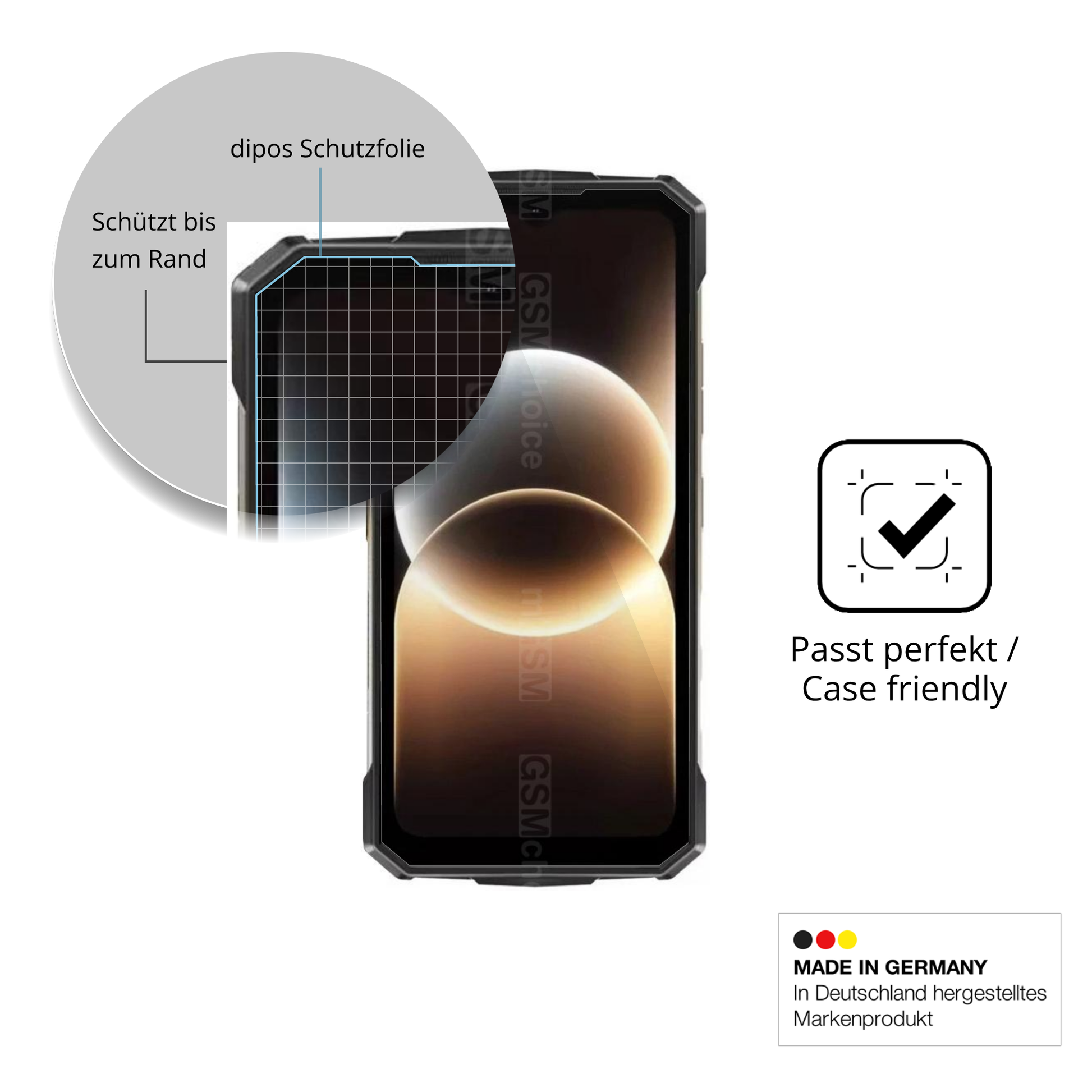 Besonders flexibler Displayschutz mit Anti-Shock-Schicht im Materialmix