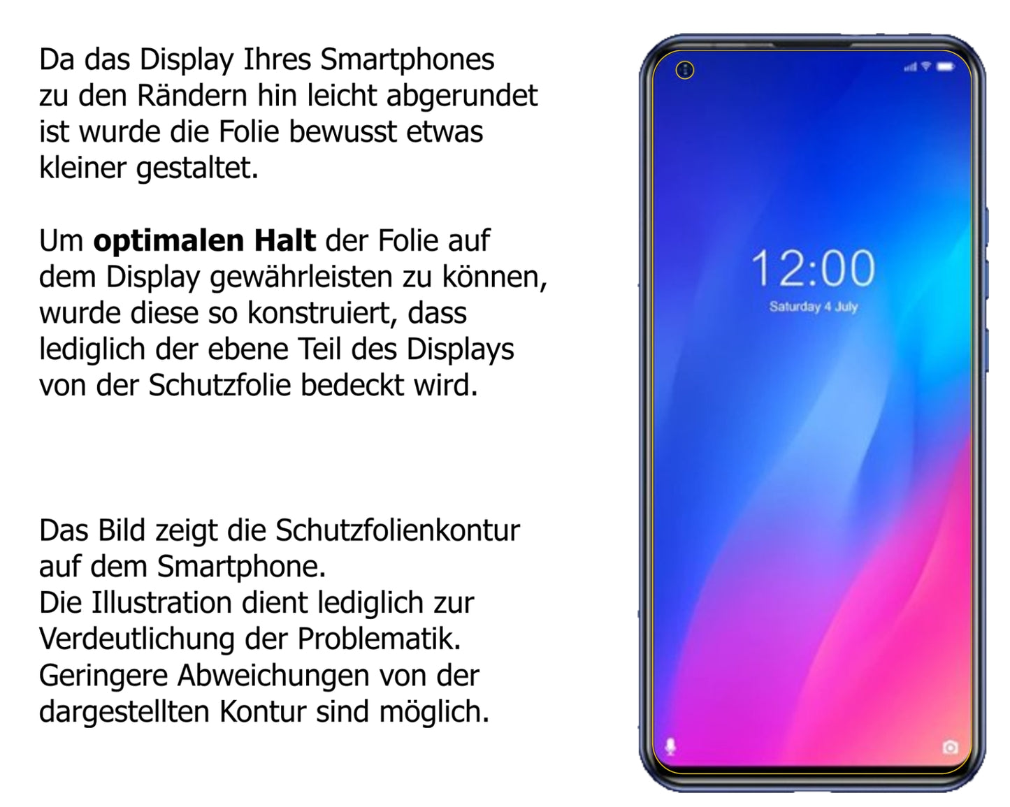 Schutzfolie mit optimaler Passform, zur Verwendung mit Hüllen geeignet