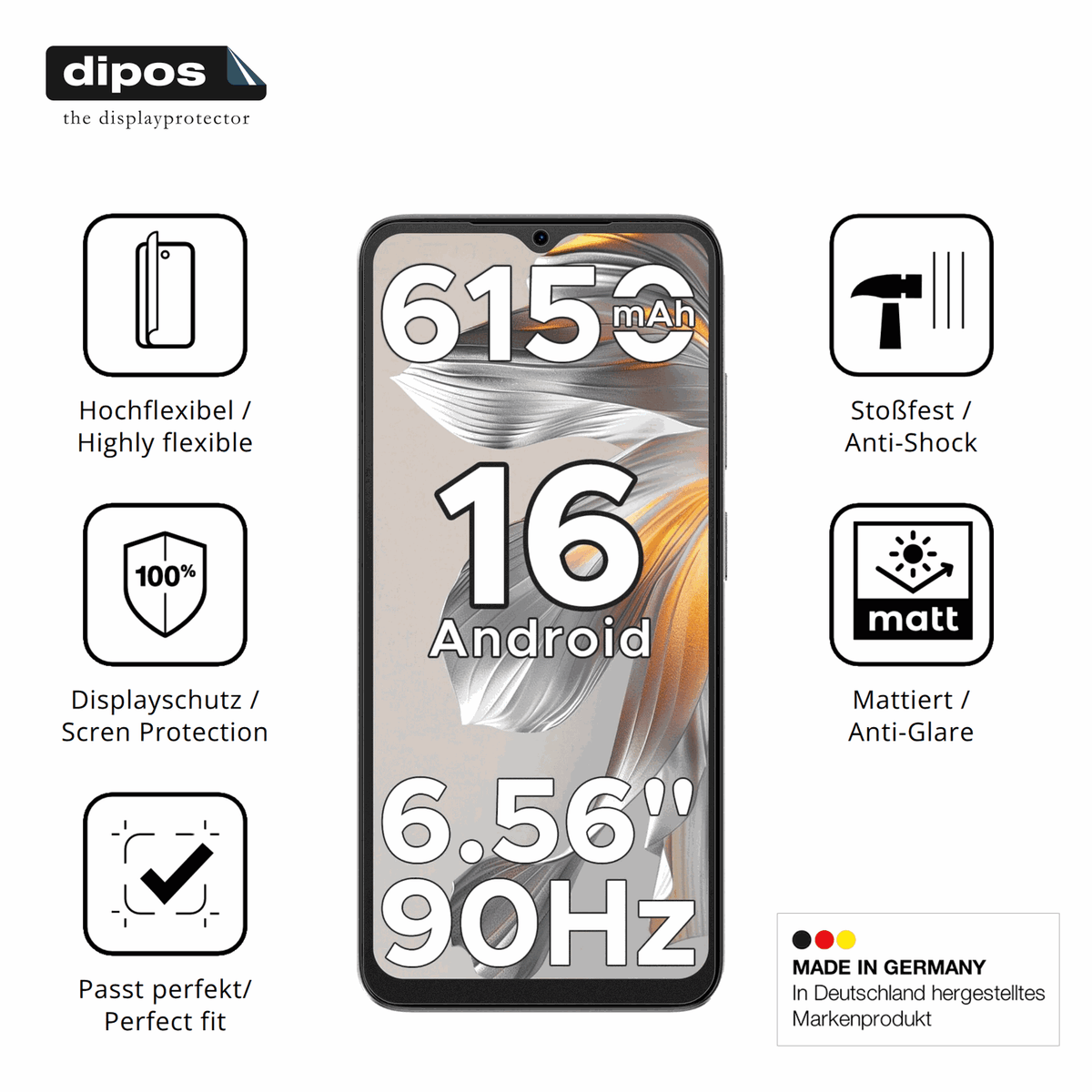 2x Full Cover Schutzfolie matt für Doogee Note 56