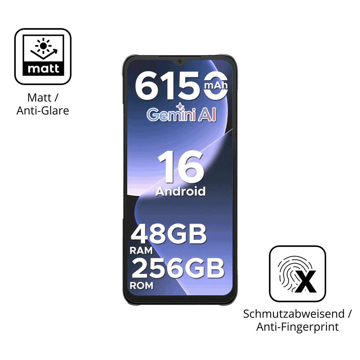 Dünne und entspiegelnde Folie passend zugeschnitten für DOOGEE Note 56 Plus