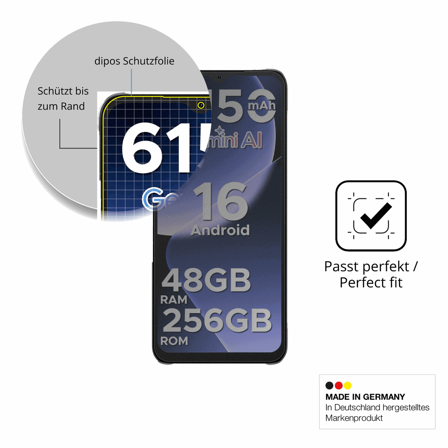 Schutz gegen Kratzer auf dem DOOGEE Note 56 Plus Glas durch Schlüssel oder Ähnliches