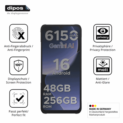 Privatsphäre-Schutz durch Sichtschutz-Folie passend zugeschnitten für DOOGEE Note 56 Plus