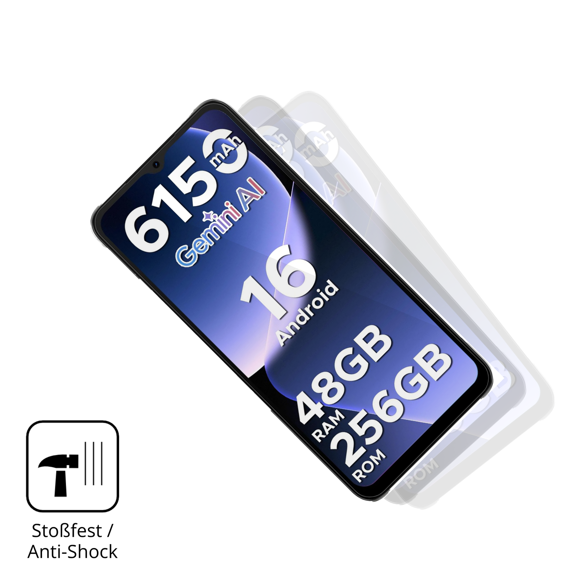 Schutz gegen Kratzer auf dem DOOGEE Note 56 Plus Glas durch Schlüssel, Stöße gegen die Tischkante oder Stürze