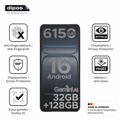 Privatsphäre-Schutz durch Sichtschutz-Folie passend zugeschnitten für DOOGEE Note 56 Pro