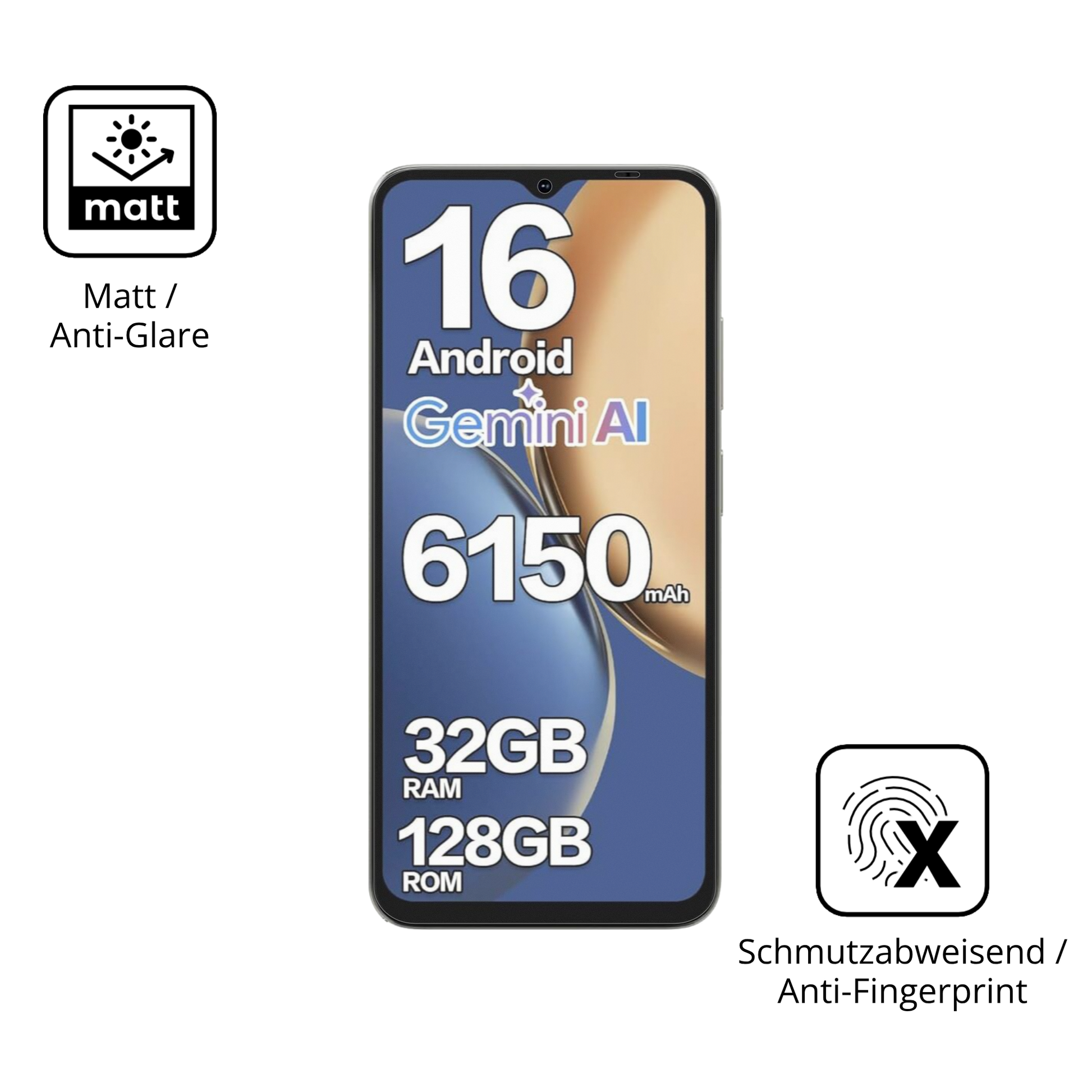 Dünne und entspiegelnde Folie passend zugeschnitten für Doogee Note 56X Pro