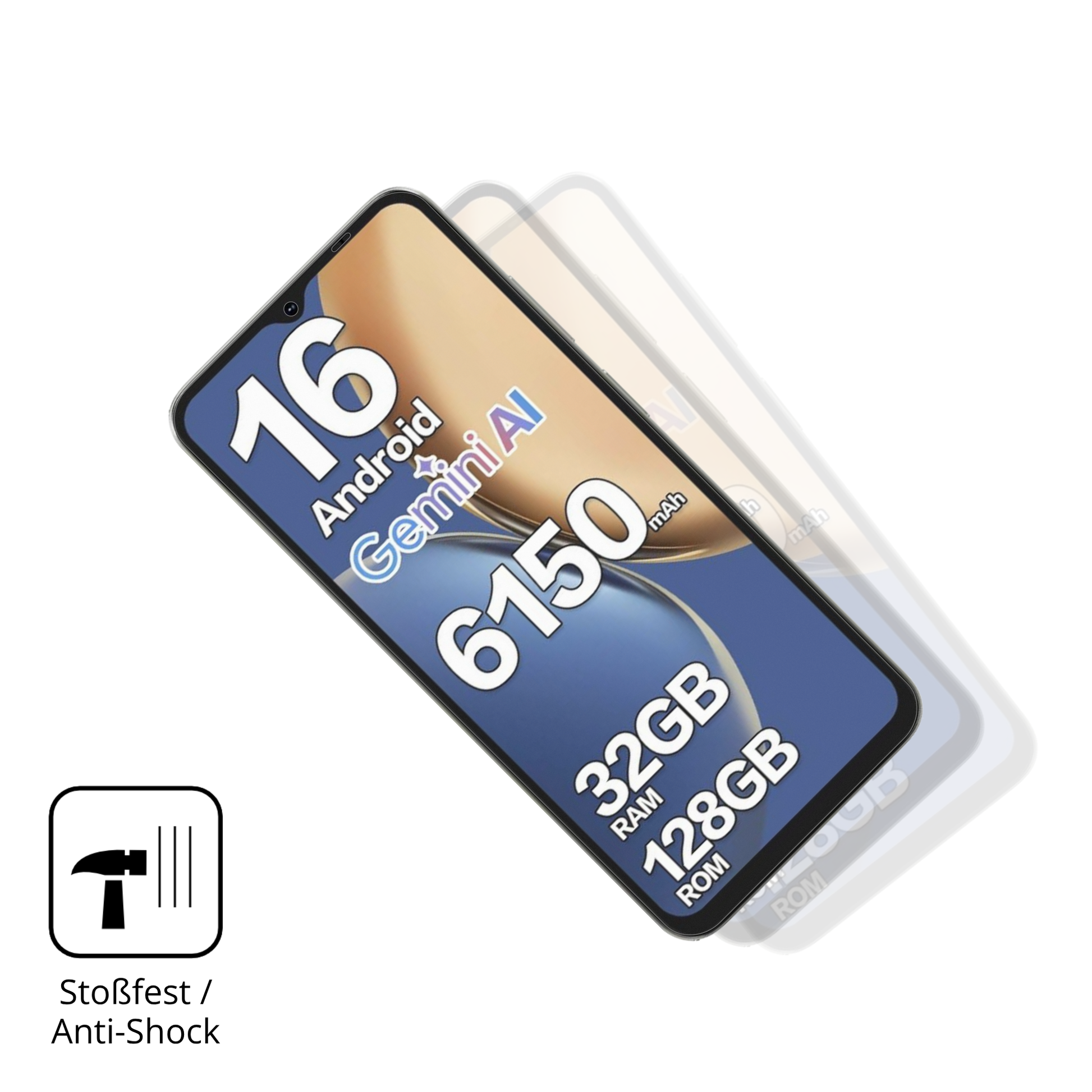 Schutz gegen Kratzer auf dem Doogee Note 56X Pro Glas durch Schlüssel, Stöße gegen die Tischkante oder Stürze