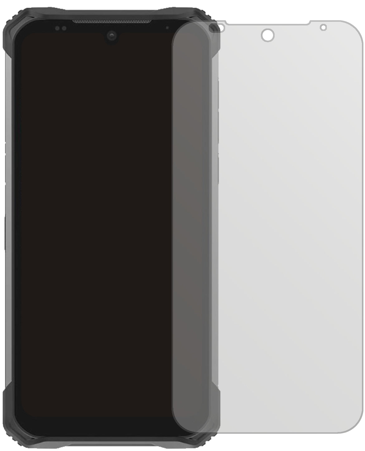 DoogeeS86 Pro mit aufgebrachter dipos Displayschutzfolie, die lästige Fingerabdrücke minimiert