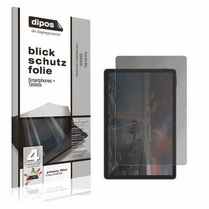 Blickschutzfolie von dipos passend für DOOGEE Tab A9 Pro, präziser Zuschnitt und blasenfrei montiert