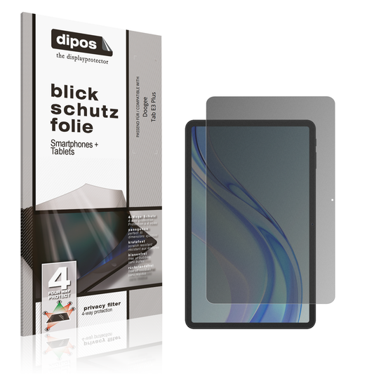 Blickschutzfolie von dipos passend für Doogee Tab E3 Plus, präziser Zuschnitt und blasenfrei montiert