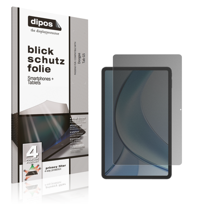 Blickschutzfolie von dipos passend für Doogee Tab G5, präziser Zuschnitt und blasenfrei montiert
