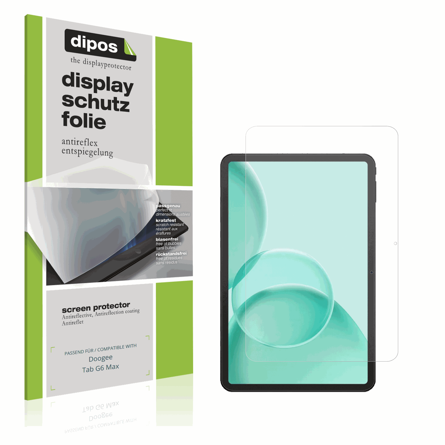 Matte Displayschutzfolie von dipos passend für doogeetab g6 max, präziser Zuschnitt und blasenfrei montiert