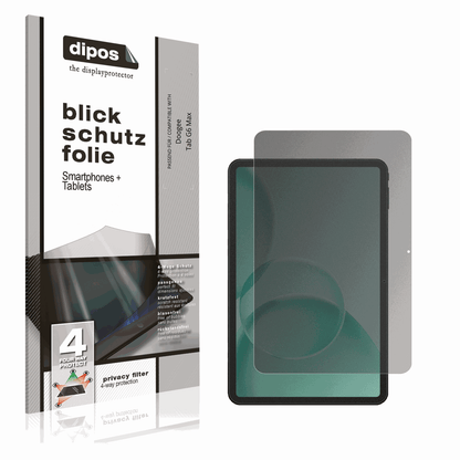 Blickschutzfolie von dipos passend für doogeetab g6 max, präziser Zuschnitt und blasenfrei montiert
