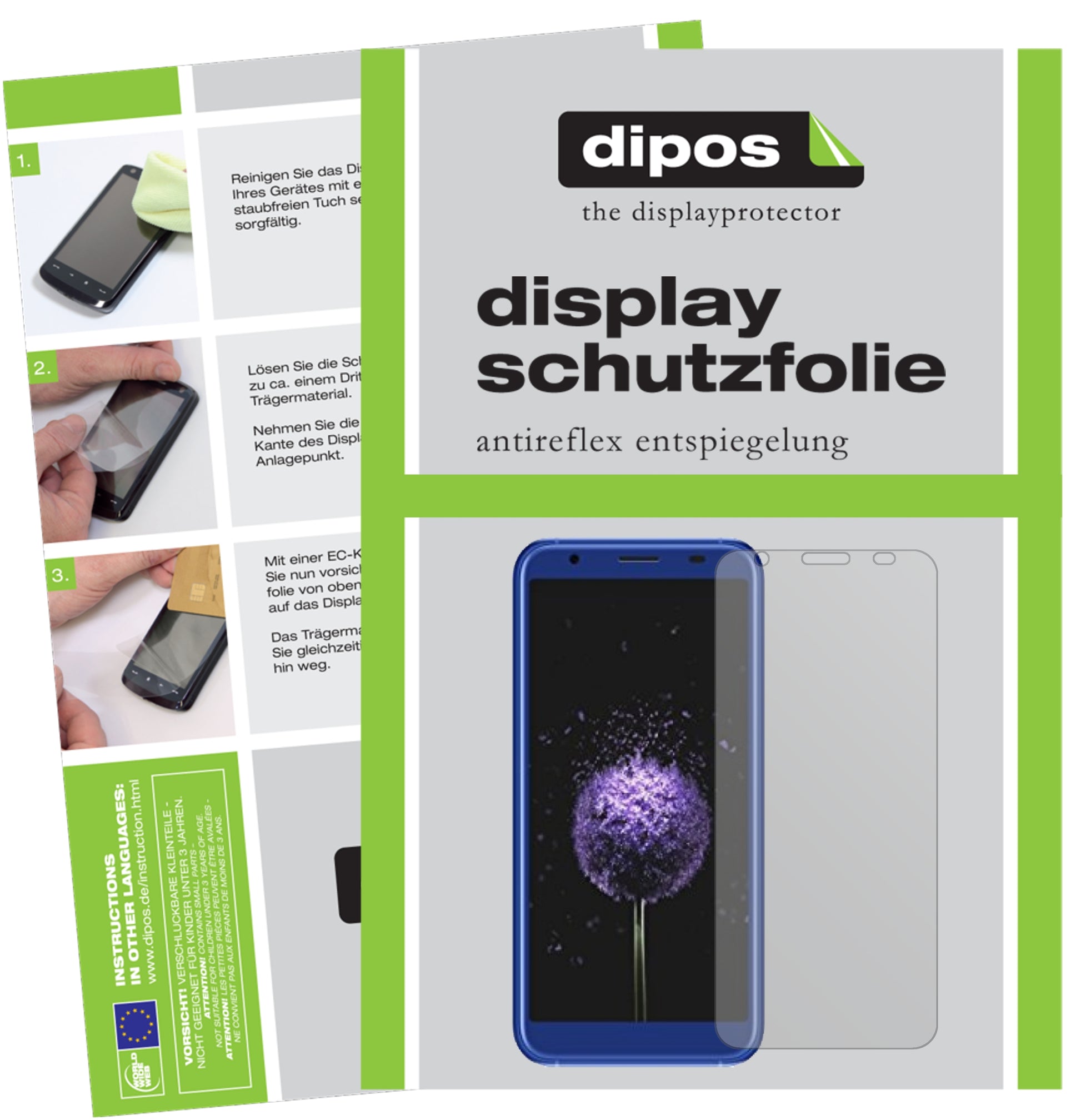 Matte Displayschutzfolie von dipos passend für Doogee X50L, präziser Zuschnitt und blasenfrei montiert