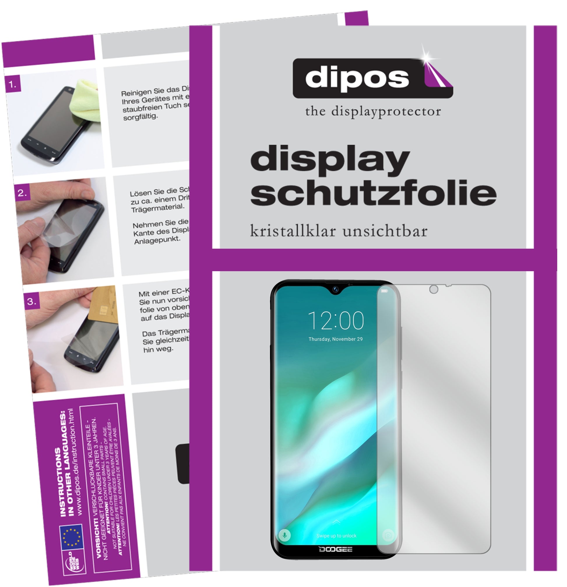 Kristallklare, dünne Schutzfolie: Kratzfest & passgenau für Doogee-X90L