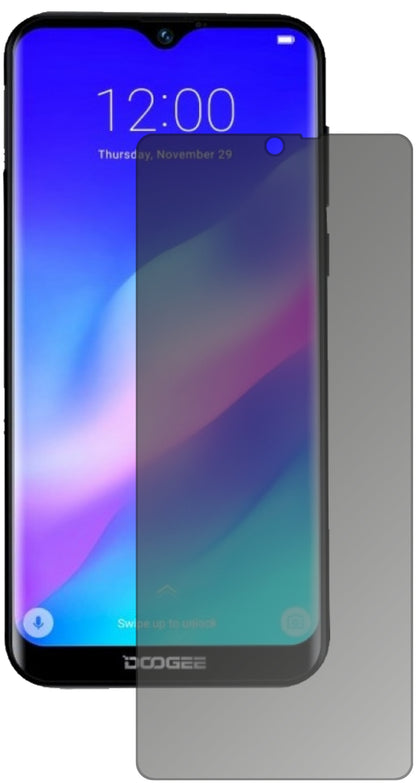 DoogeeY8 Plus (2019) mit aufgebrachtem dipos Displayschutz, der seitliche Einblicke blockiert