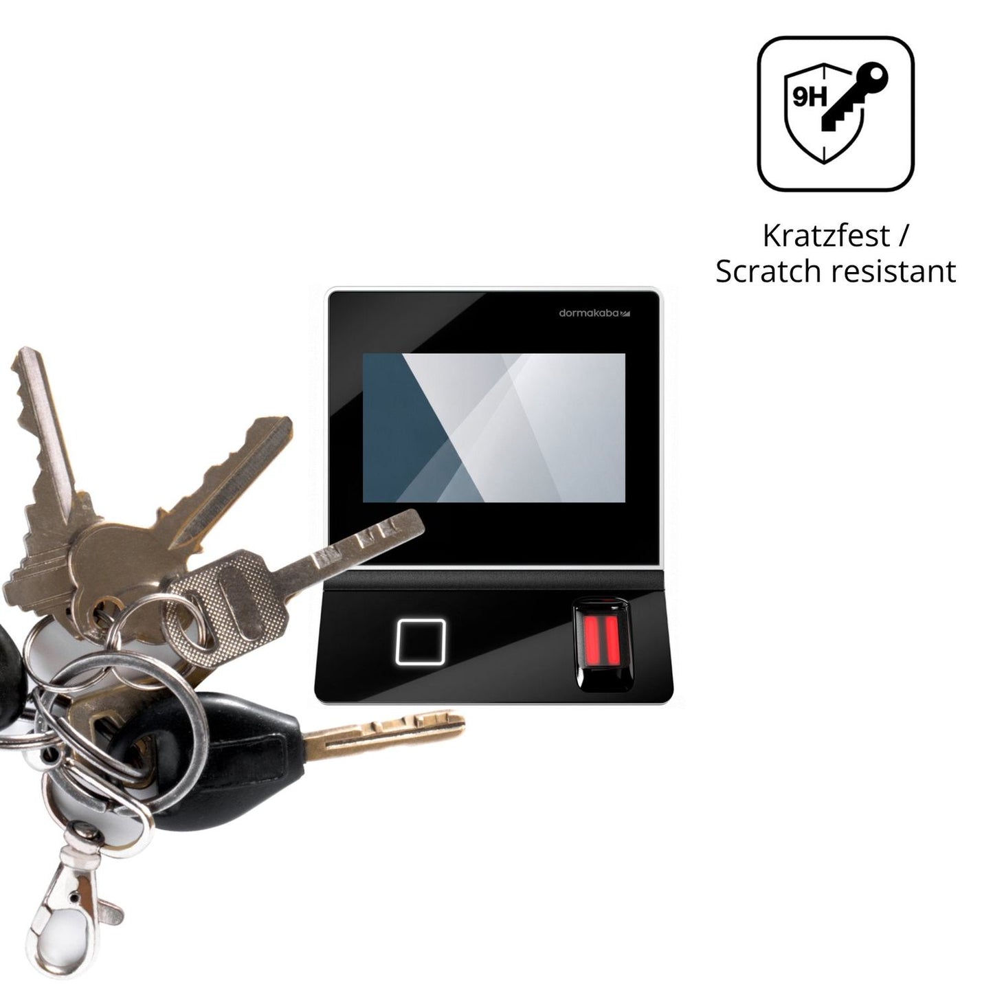 dipos Displayschutz für Dormakaba Terminal 96 00, transparente Oberfläche, perfekte Passform auch für die Rundungen