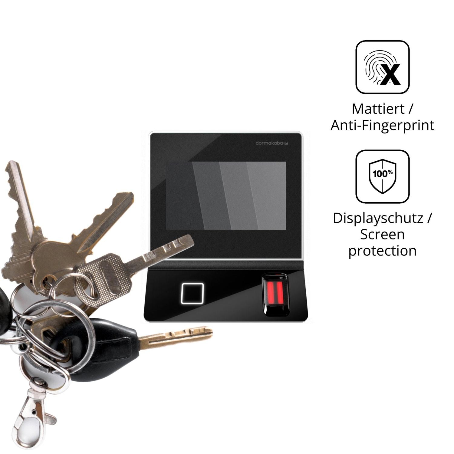 dipos Displayschutz für Dormakaba Terminal 96 00, mattierte Oberfläche, Blickschutzfilter und perfekter Passform