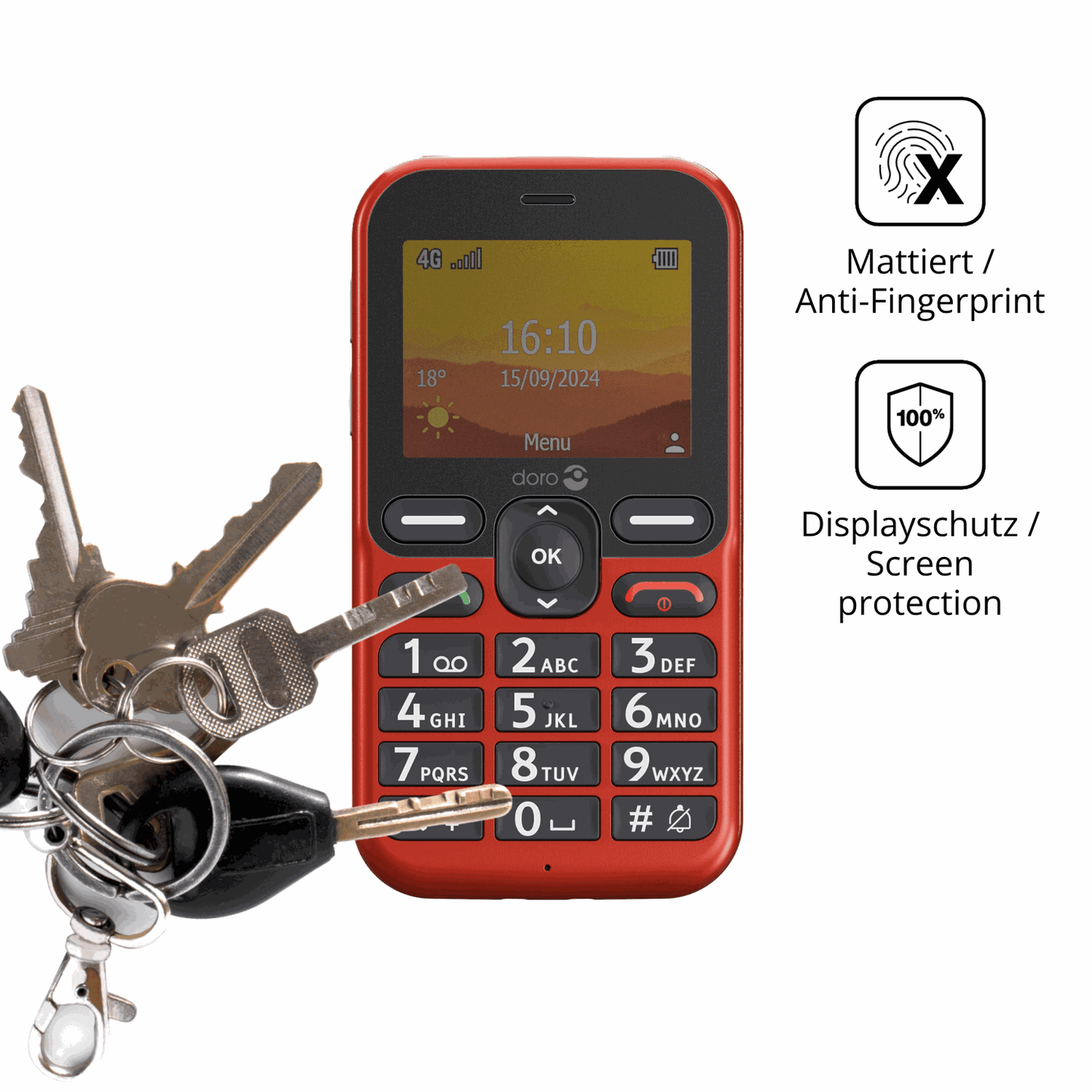 dipos Displayschutz für Doro Leva L11, mattierte Oberfläche, Blickschutzfilter und perfekter Passform