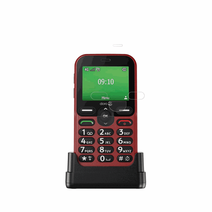 DoroLeva E10 mit aufgebrachtem dipos Displayschutz, der seitliche Einblicke blockiert