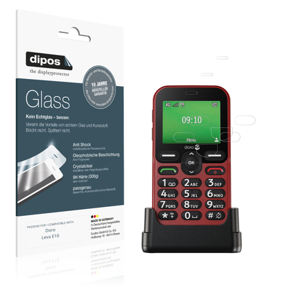 Klare Displayschutzfolie von dipos passend für Doro Leva E10, 9H kratzfest und blasenfrei montiert