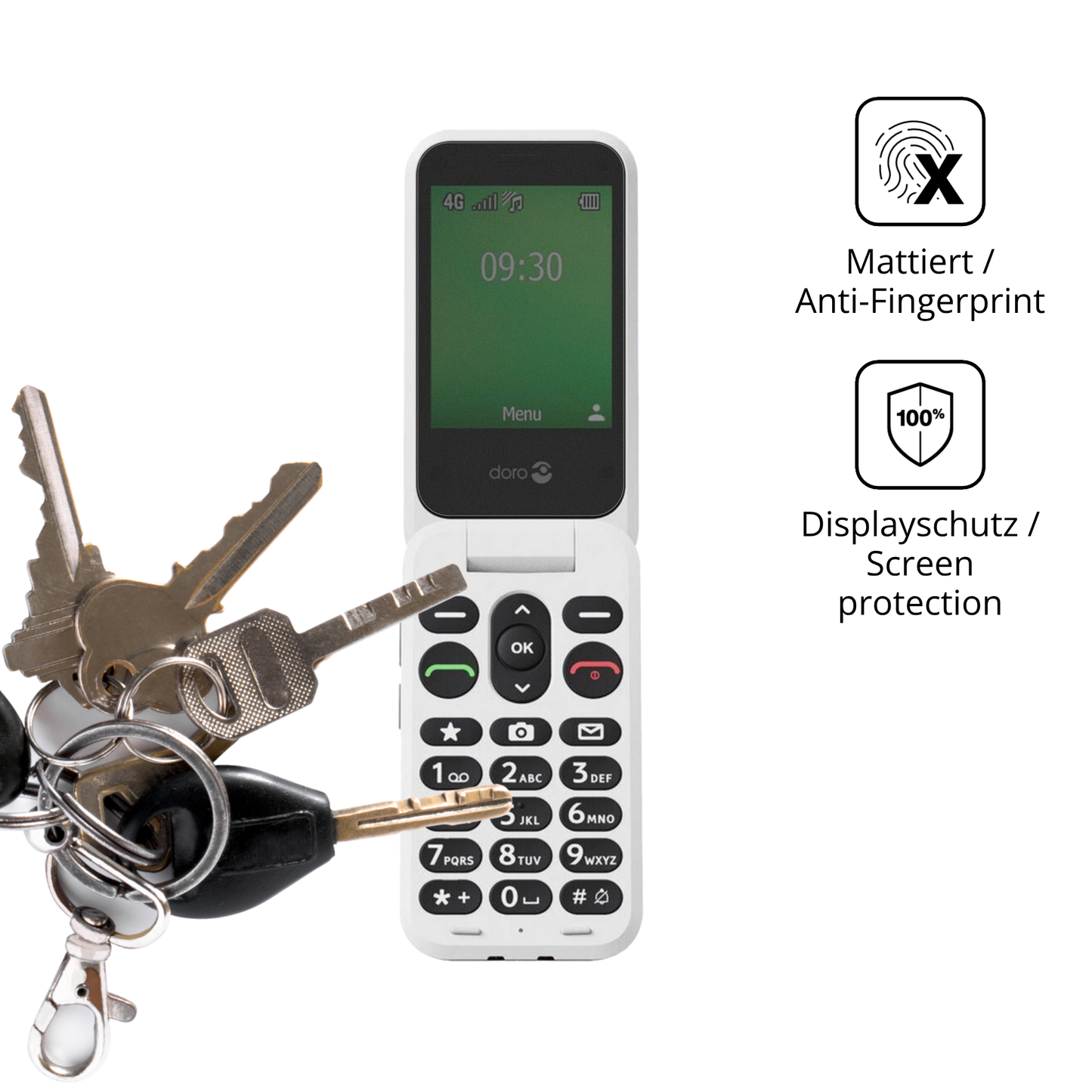 dipos Displayschutz für Doro Leva E30, mattierte Oberfläche, Blickschutzfilter und perfekter Passform
