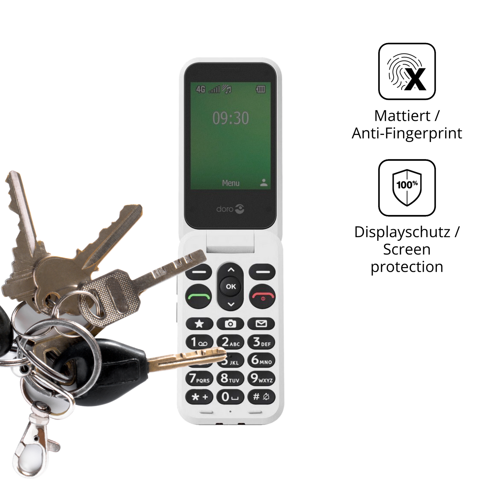 dipos Displayschutz für Doro Leva E30, mattierte Oberfläche, Blickschutzfilter und perfekter Passform