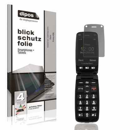 Blickschutzfolie von dipos passend für Doro Primo 406, präziser Zuschnitt und blasenfrei montiert