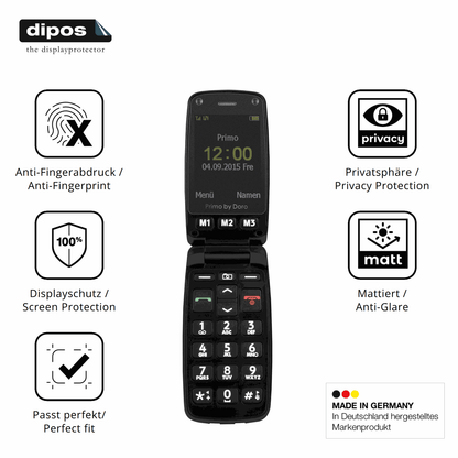 Privatsphäre-Schutz durch Sichtschutz-Folie passend zugeschnitten für Doro Primo 406
