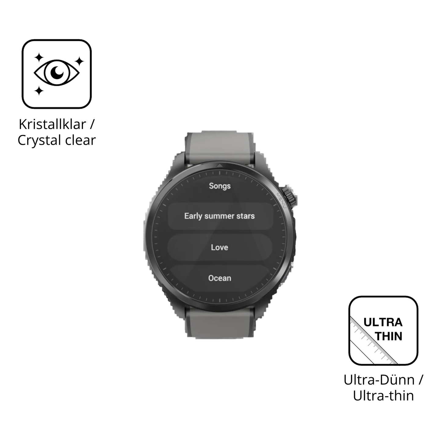 Dünne und klare Folie passend zugeschnitten für Duoripe 1.43 Zoll Smartwatch
