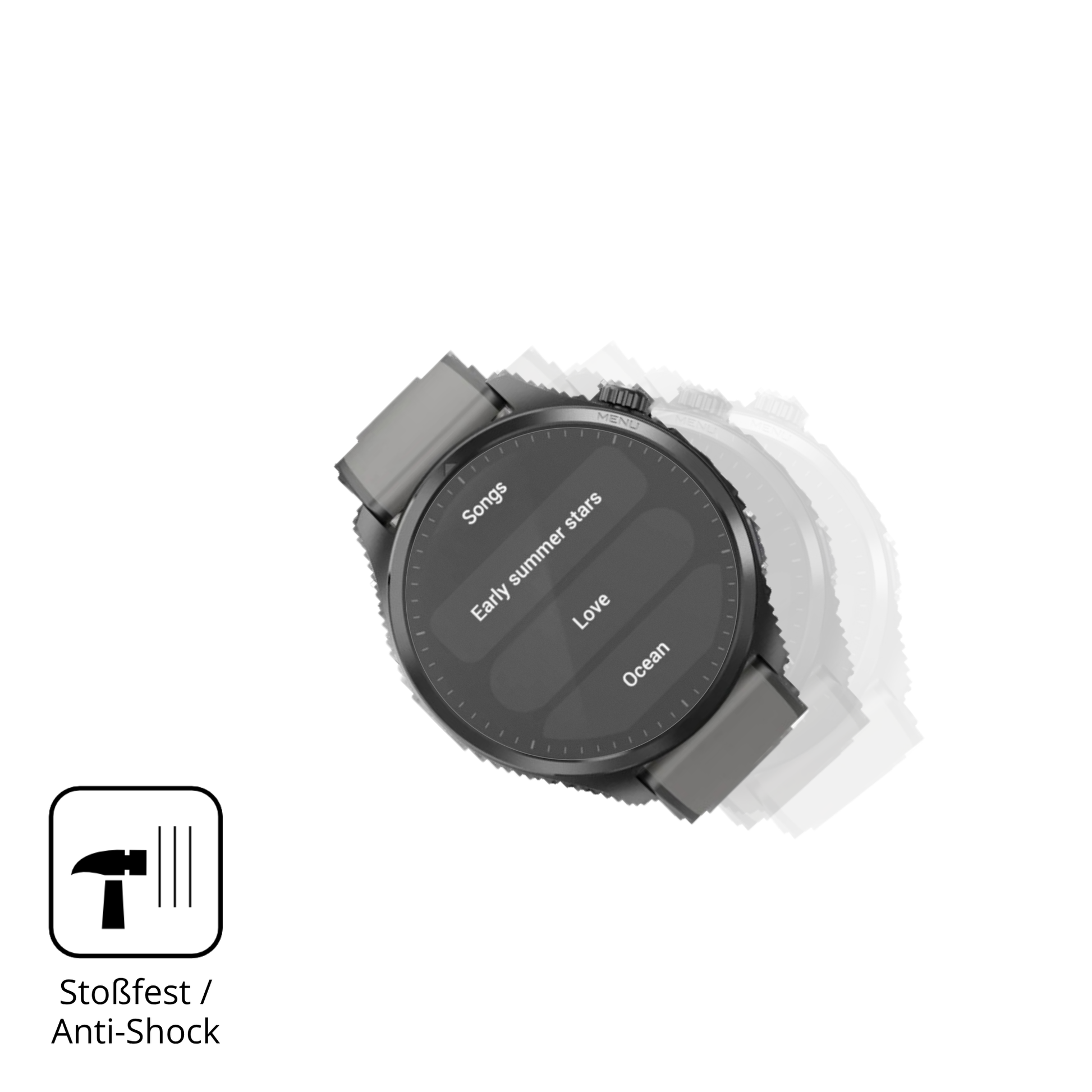 Schutz gegen Kratzer auf dem Duoripe 1.43 Zoll Smartwatch Glas durch Schlüssel, Stöße gegen die Tischkante oder Stürze